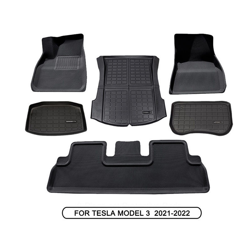 Untuk Model Tesla 3 Tikar Bagasi Mobil 3D Tikar Lantai Aksesori Model3 2021 Kotak Penyimpanan Belakang Depan Nampan Liner Karpet Alas Kaki 2022 Baru
