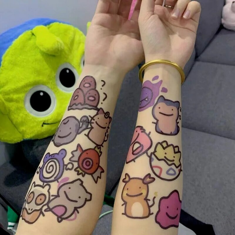 Tattoo Stickers Waterproof Lasting Children Boys Girls Birthday Gift Reward Toys Anime Pokemon Cute Childlike Cartoon Pikachu