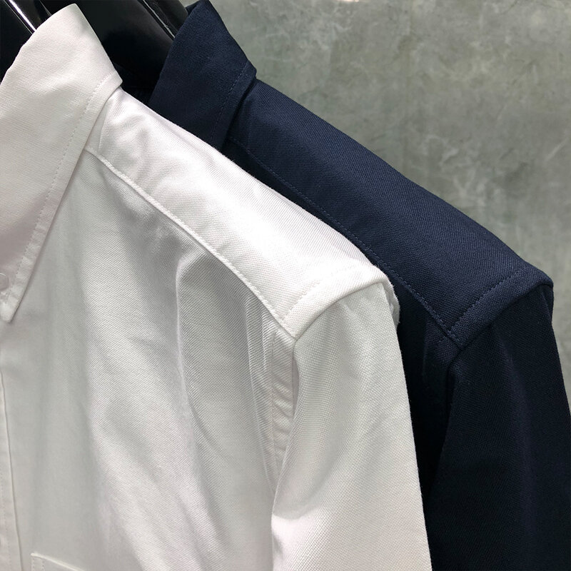 Рубашка TB THOM мужская с вышивкой в полоску, модная брендовая Повседневная хлопковая блуза из ткани Оксфорд, весна-осень