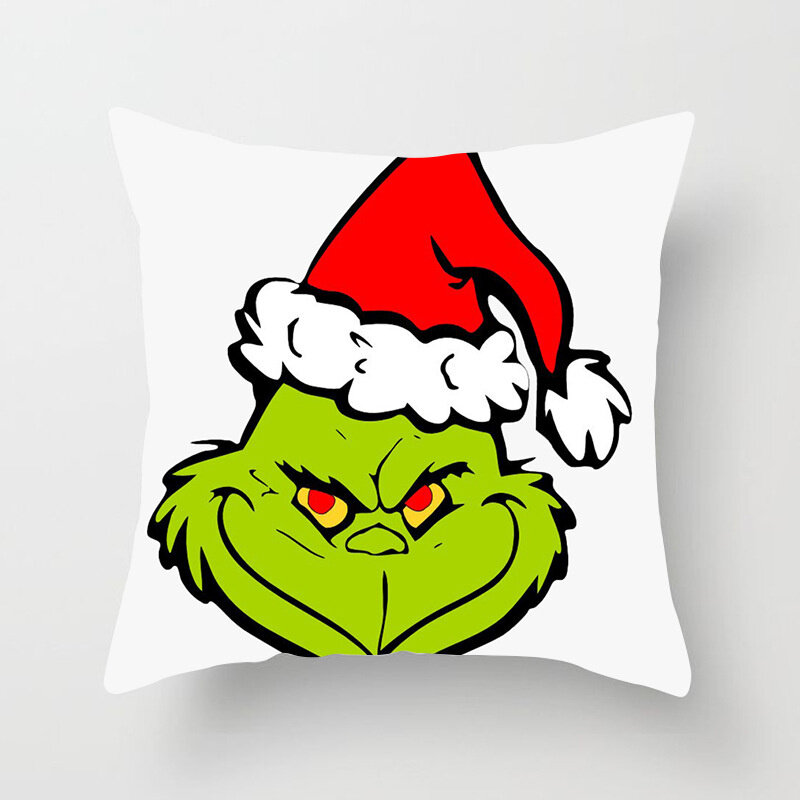 Funda de almohada de 45x45cm Grinch para decoración navideña, funda de cojín de dibujos animados para sofá, decoraciones navideñas para el hogar 2022