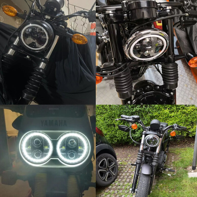 Faro LED redondo para motocicleta, faro DRL para Motor Sportster Iron 3/4 5,75 5,75 Dyna, 5, 883 y 1200 pulgadas