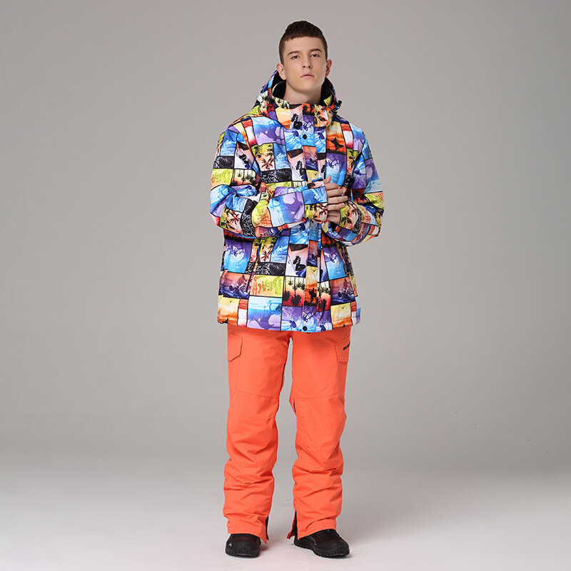 Комплект лыжного костюма SEARIPE, Мужская Термоодежда, ветровка, водонепроницаемая зимняя теплая куртка, брюки, Уличное оборудование