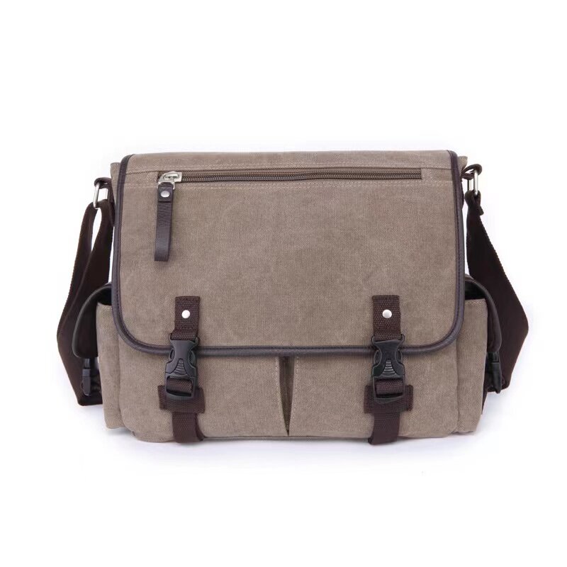 Messenger Bag for Men Vintage Water Resistant Waxed Canvas 15.6 Inch Laptop Briefcase Padded Shoulder Bag for Men Women