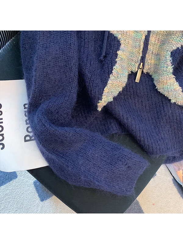 Женский осенне-зимний винтажный пуловер с принтом, толстовки на шнуровке, джемпер, свободный трикотажный свитер, топы