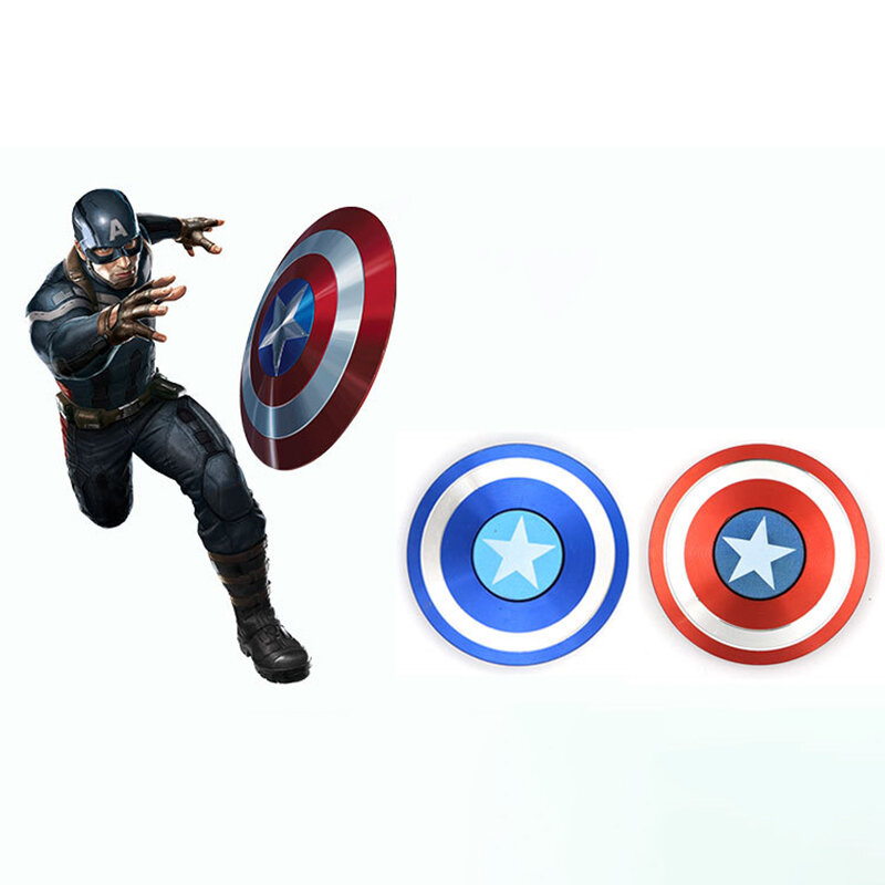 Superhero Amerikaanse Kapitein Metalen Fidget Spinner Ronde Shield Superhero Fidget Speelgoed Volwassenen Vingertop Gyro Antistress Speelgoed Voor Kids