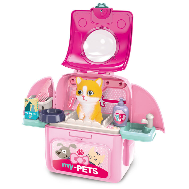 Toy Pets In Children's School Bag Animal Of Plastic Cat Or Dog Simulation Pretend To Play For Girls
