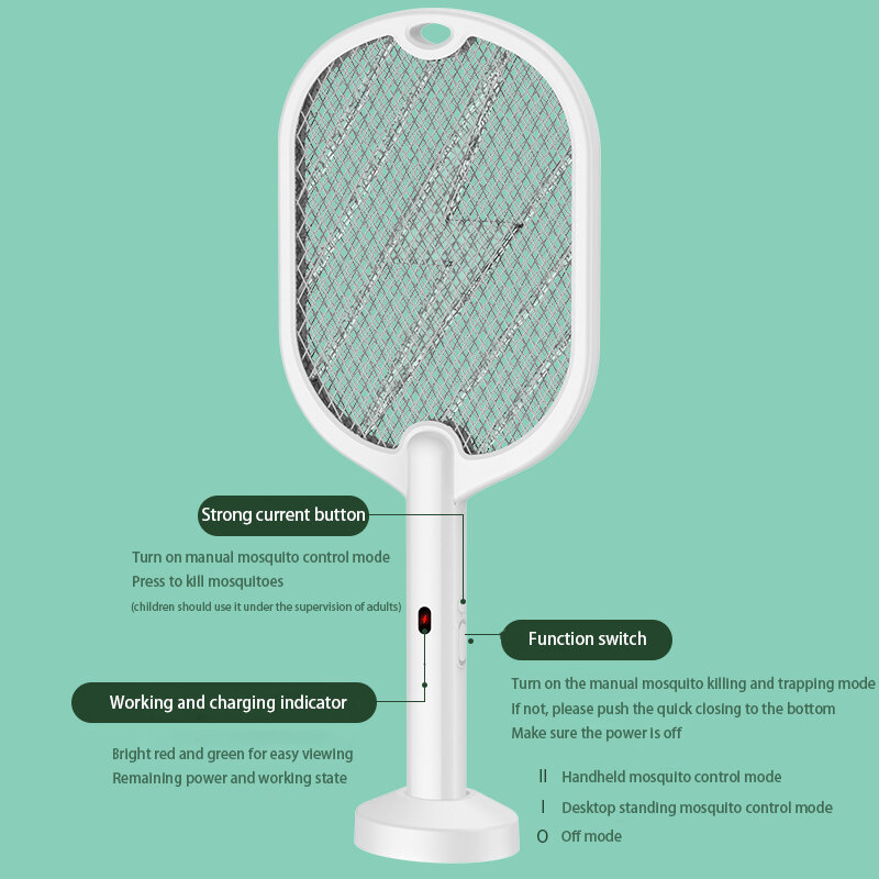 Efficiënte Intelligente Muggenval Huishouden Snel Muggen Killer Lamp Elektrische Shock Mug Swatter Recharg Eable Bug Zapper