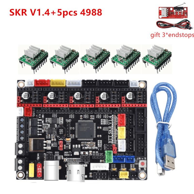 Placa base de impresora 3D SKR V1.4 BIGTREETECH SKR 1,4, placa de 32 bits, TMC2209, TMC2208, a4988, drv8825, gc6609, controlador ender 3 pro, actualización