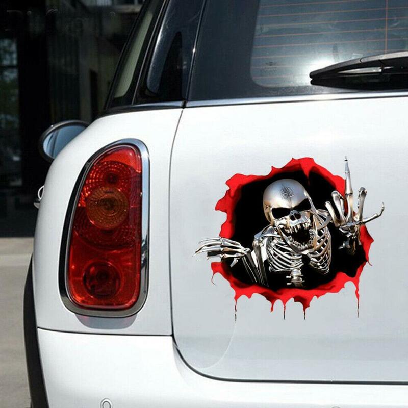 Crânio 3d personalidade peeking corpo do crânio decalque decorativo vinil pvc carro janela estilo decalque