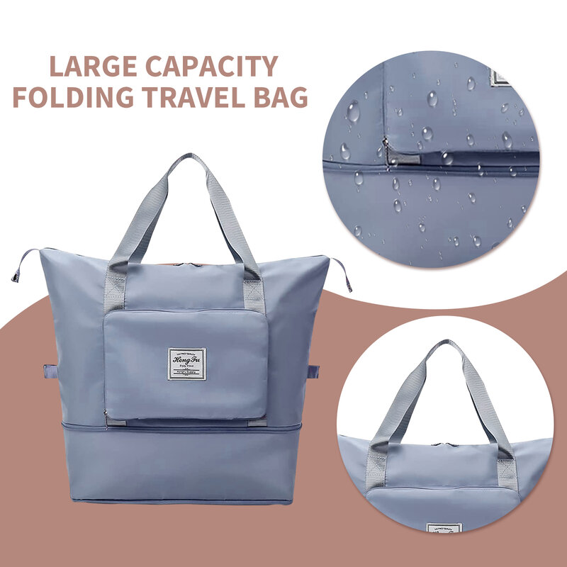 กระเป๋าเดินทางพับความจุขนาดใหญ่กีฬากระเป๋าผู้หญิง Oxford Cloth ผ้ากันน้ำพกพากระเป๋าสำหรับ Hiking Camping