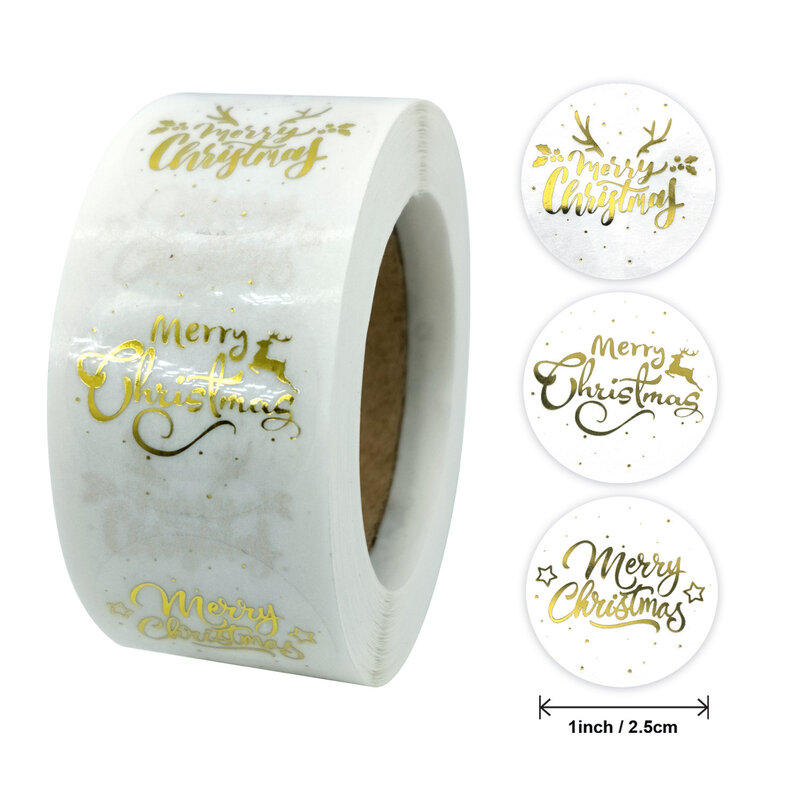 50-500 pezzi 1 pollice Kawaii Merry-Christmas Stickers per affari fatti a mano Round Card Wrap Label Sealing Sticker Decor Stationery