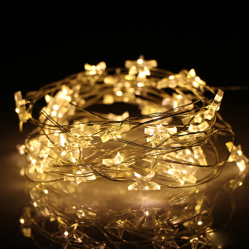 LED銅製ライトガーランド,10〜60個,妖精,クリスマス,結婚式,家,屋外,パティオ,装飾用
