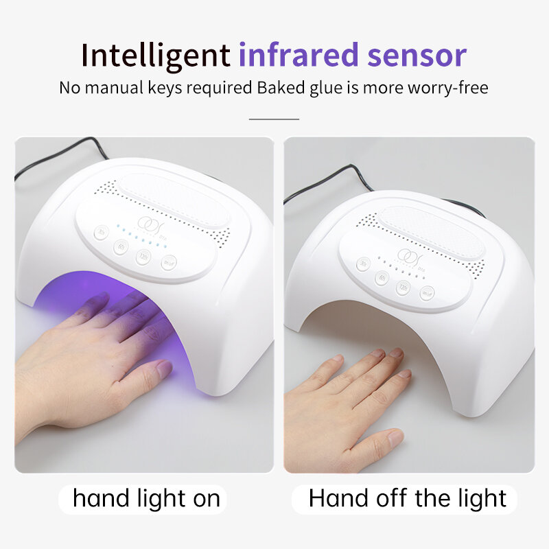 Lámpara de uñas de alta potencia para manicura, Gel de curado rápido con almohada de mano, Sensor inteligente para salón de belleza, equipo de arte de uñas, 48W, 30LED