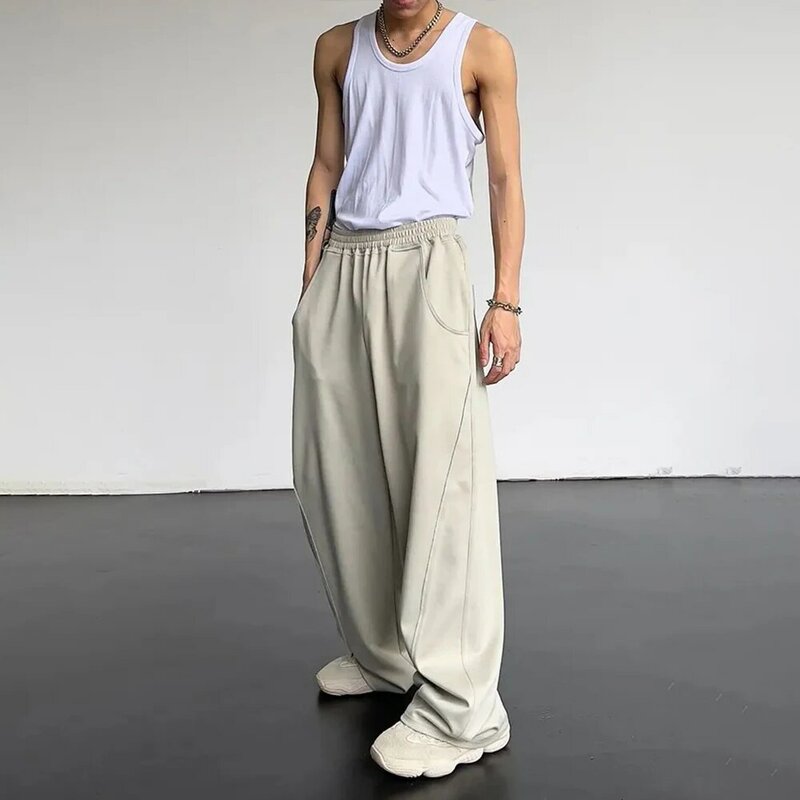 Tide marka Oversize spodnie dresowe na co dzień męskie nowe amerykańskie proste spodnie Design Sense luźny, modny spodnie szerokie nogawki mopem
