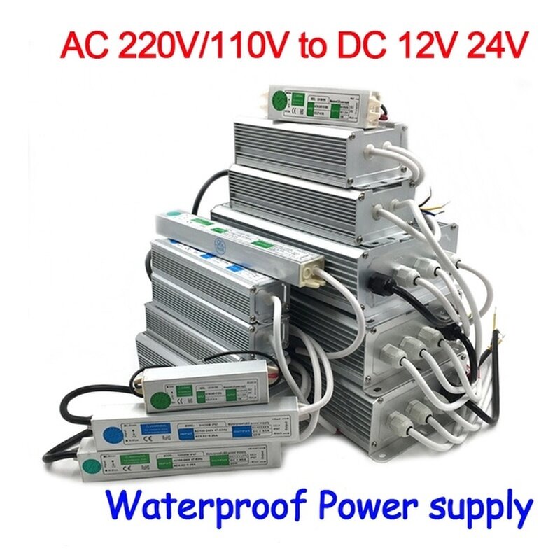 Fuente de alimentación de 12V y 24V, transformador impermeable IP67 de 12v, controlador led, fuente de alimentación de 10W, 20W, 30W, 50W, 80W, 100W, 120W, 150W, 200W y 250W