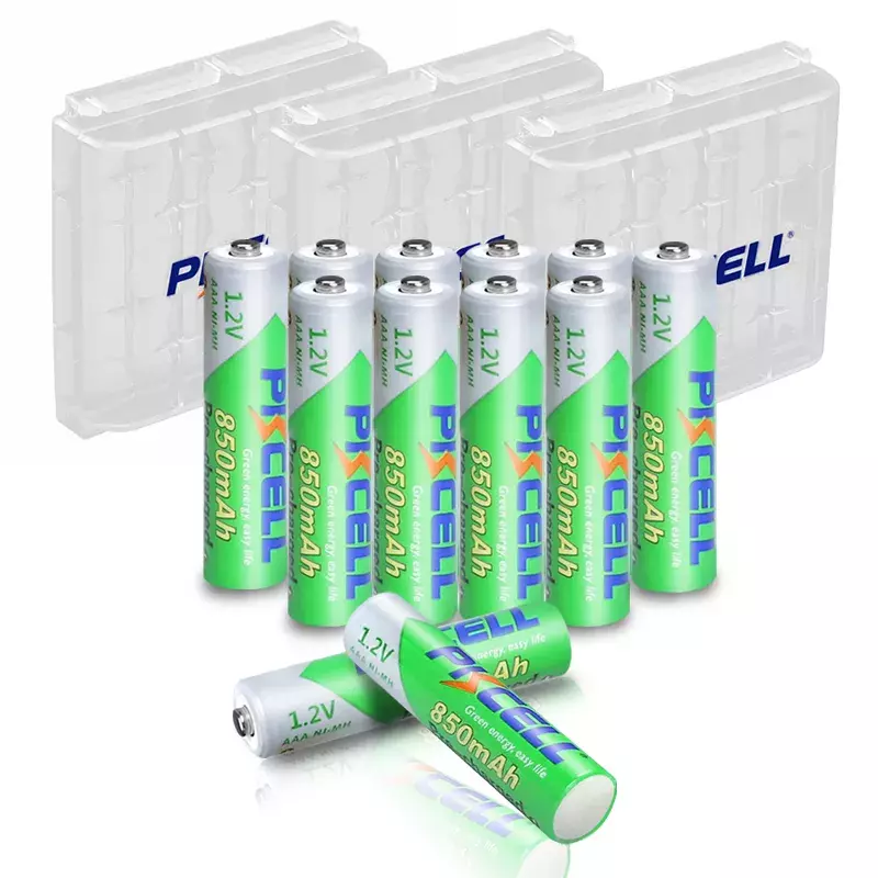 PKCELL AAA 배터리 1.2V 850mah NI-MH AAA 충전식 배터리, LSD 3A 어큐뮬레이터 및 3 개 AA/AAA 배터리 보관함, 12 개