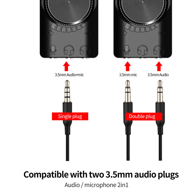 2021 nowy dźwięk mikrofon Audio Adapter GS3 7.1 kanałowa karta dźwiękowa USB Adapter zewnętrzna regulacja głośności dla systemu Windows