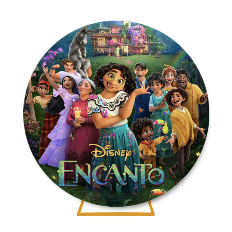 Niestandardowe tło Baby Shower koło Disney Encanto dekoracja urodzinowa Banner Encanto Mirabel okrągłe tła fotograficzne