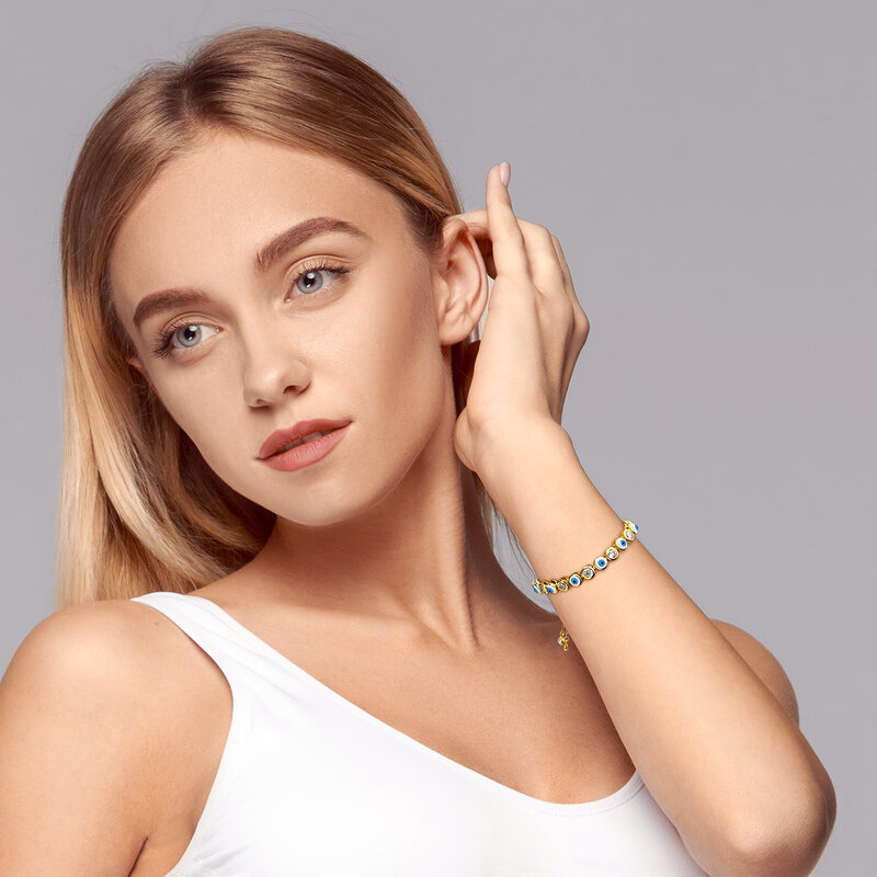 Evil Eye Armband Zirconia Nieuwe Trendy Fashion Party Sieraden Gift Voor Vrouwen Mannen Gouden Kleur Ogen Verstelbare Ketting Armbanden