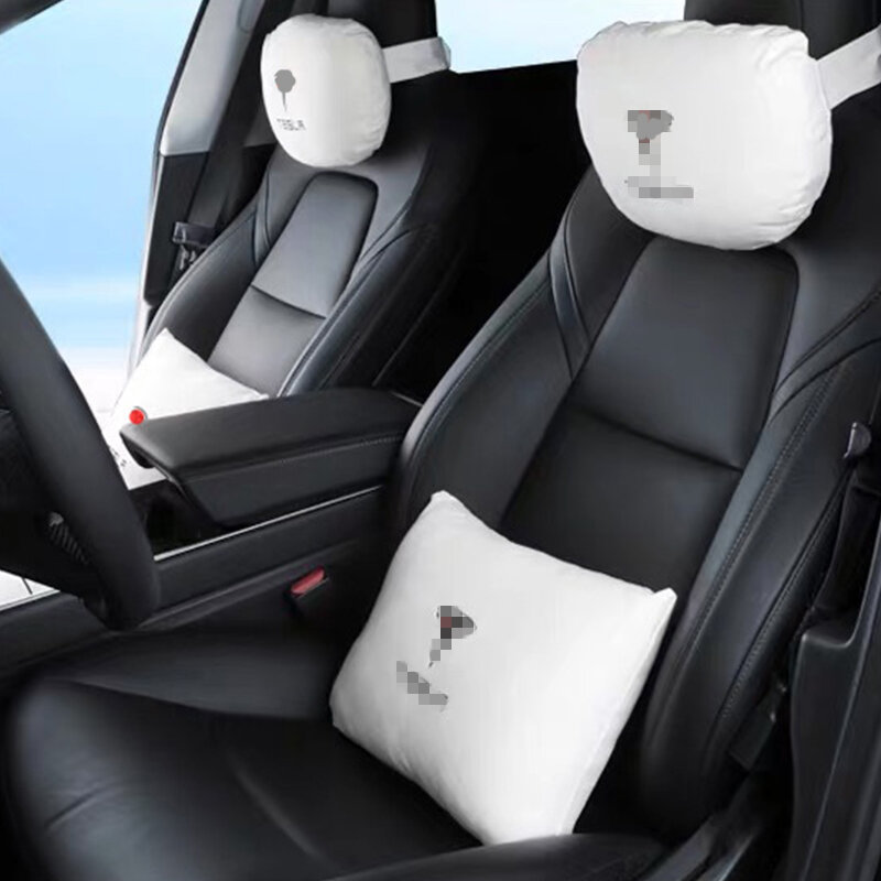 Untuk Tesla 3Y S X Aksesori Logo Styling Bantal Nyaman Bantal Leher Sandaran Kepala Tempat Duduk Mobil Memori Lembut