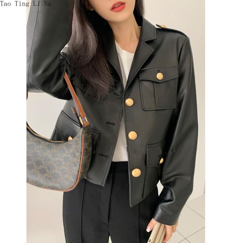 2022 New Real Leather Jacket Women Genuine Sheepskin Coat Loose Suit S10