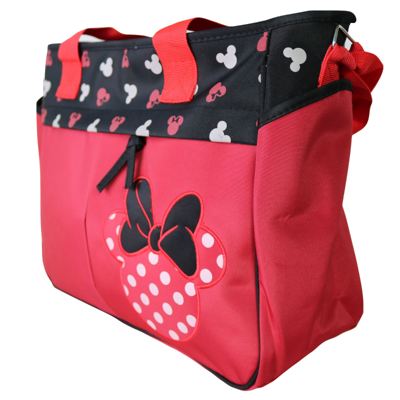 Disney 2023 nova minnie mouse bolsa de fraldas tote dos desenhos animados moda 5 peça saco do bebê grande capacidade multifuncional saco de fraldas do bebê