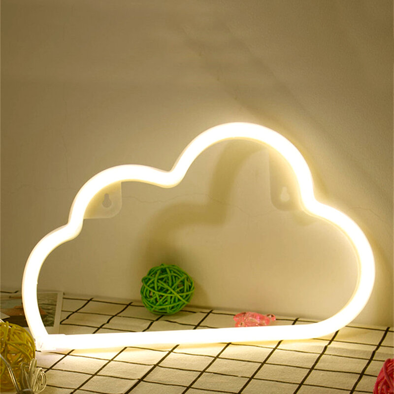 Luz de neón Led con forma de nube, Flash, Bombilla, señal en forma de corazón para habitación, Fiesta en casa, Lámpara decorativa, adorno de pared