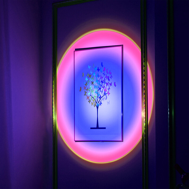 USB Hoàng Hôn Đèn LED Rainbow Bóng Đèn Đầu Giường LED Bầu Không Khí Đèn Ngủ Phòng Ngủ Trang Trí Nhà Nhiếp Ảnh Chiếu Sáng