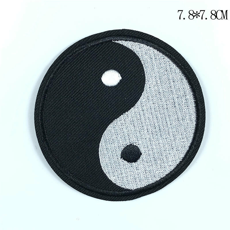 3Pcs Lotus Taiji Patch Chinesische Religiöse Tai Chi Yin und Yang Stickerei DIY Eisen auf Applique Nähen Stoff Magie bagua Sonne Mond