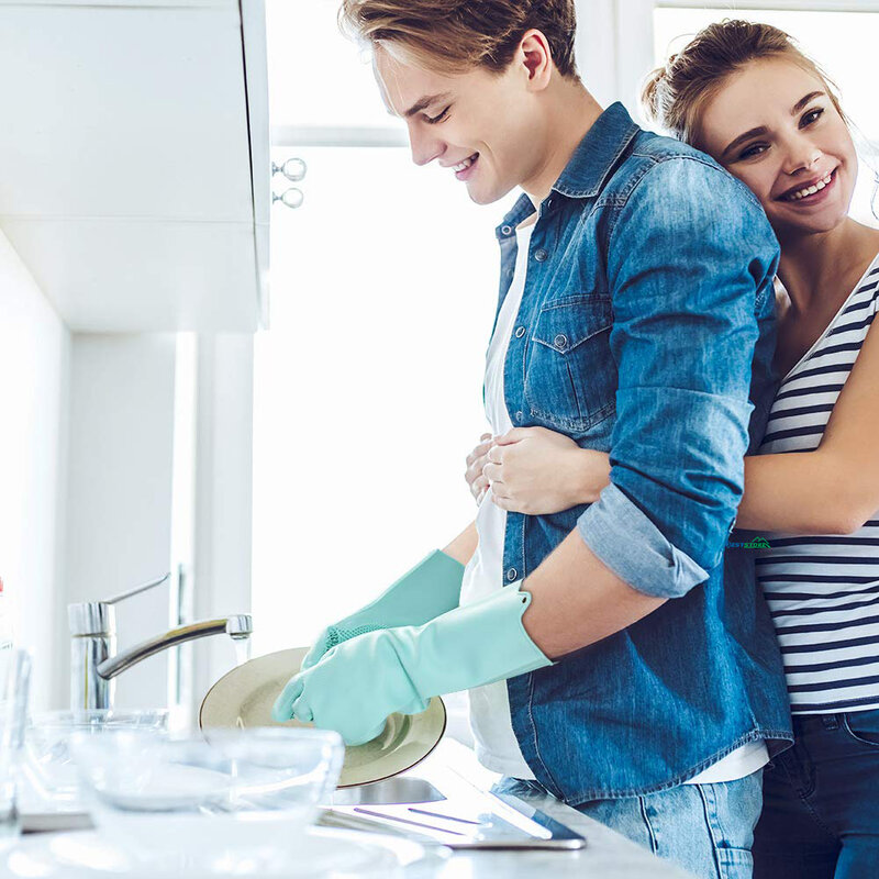เมจิกซิลิโคนถุงมือล้างจาน Scrubber ล้างจานฟองน้ำขัดถุงมือเครื่องมือทำความสะอาดห้องครัว1คู่นุ่...
