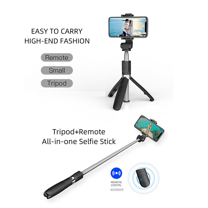 COOL DIER 2022 Tripod Lipat Stik Selfie Bluetooth Nirkabel Yang Dapat Disesuaikan Baru + Remote Shutter + Lampu Swafoto Isi Stck