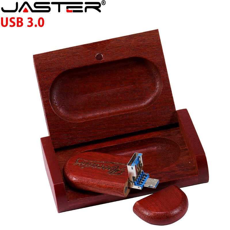 JASTER Wood+BOX 2 IN 1 Pendrive 3.0 Walnut Pen Drives 4GB 8GB USB Flash Drive 16GB 32GB U Disk 64GB Free LOGO Photography Gifts