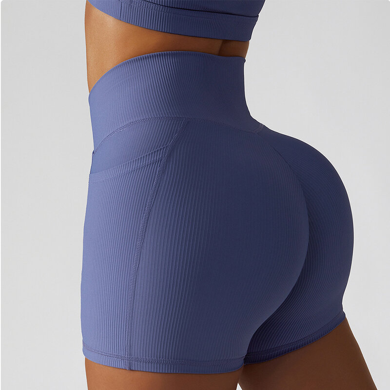 Celana Pendek Mulus untuk Wanita Celana Pendek Pinggang Tinggi Olahraga Push Up Pantat Pakaian Gym Pendek Olahraga Kebugaran Celana Pendek Yoga Musim Panas Aktif