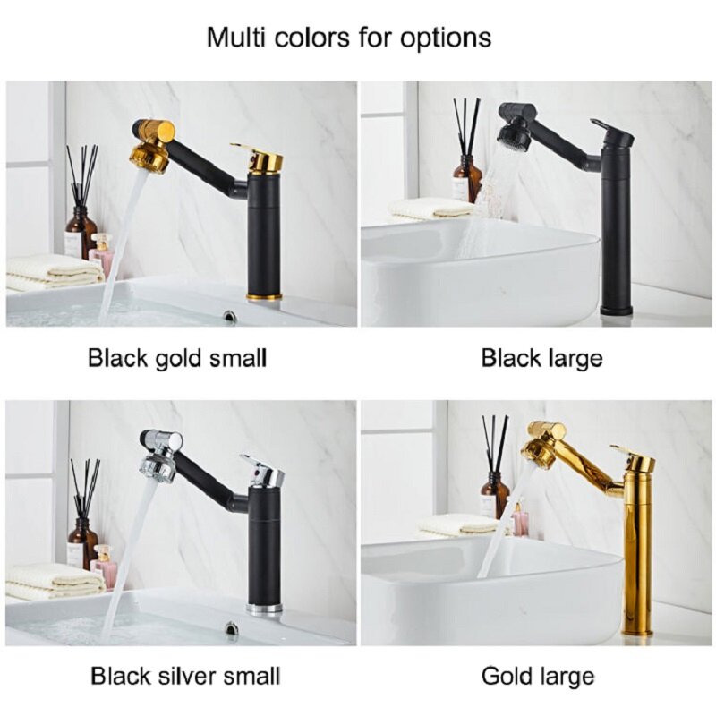 Swivel Bathroom Sink Faucet Mixer Deck Mounted Hot Cold Water Tap Shower Head Aerators Plumbing Tapware For Bathroom Accessories
