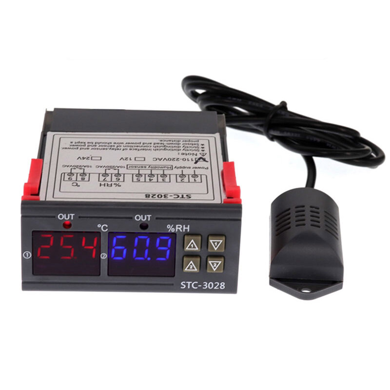 Controlador de umidade de temperatura com visor duplo para incubadoras temperatura de temperatura de 110-220v
