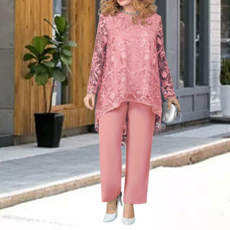 T-shirt pantalone pizzo Patchwork estate abiti eleganti da donna per il 2022 Cut-out girocollo scava fuori vestito irregolare Streetwear