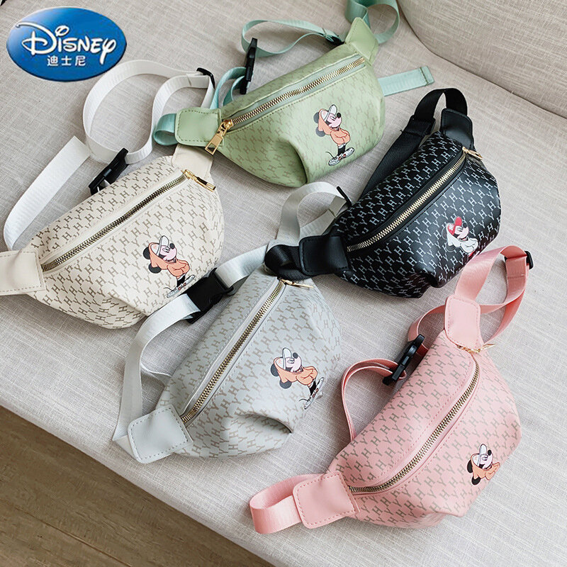 Disney 2022 novo mickey crianças saco da cintura moda menina peito saco de luxo alta qualidade multifuncional grande capacidade saco do mensageiro