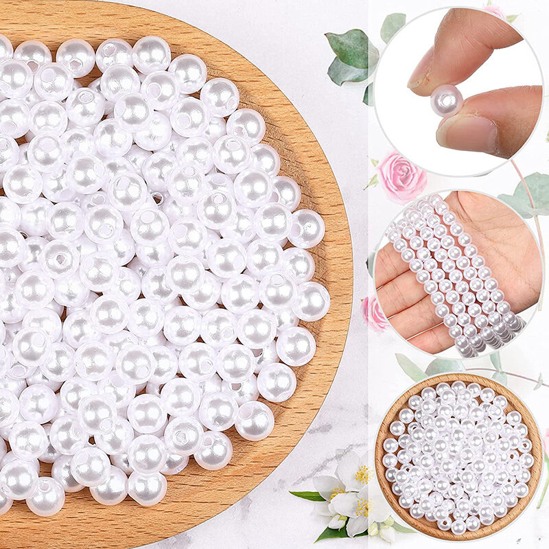 4/6/8/10/12/14/16mm Pérola Contas ABS Loose Rodada Beads Artesanato para Fazer Jóias de Moda Branco Bege DIY Imitação Garment Beads