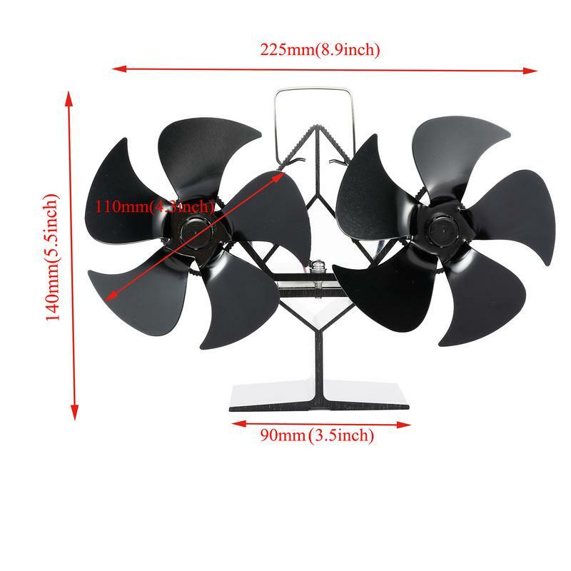 Fireplace Fan Doubleheaded Silent Thermal Heating Stove Fan
