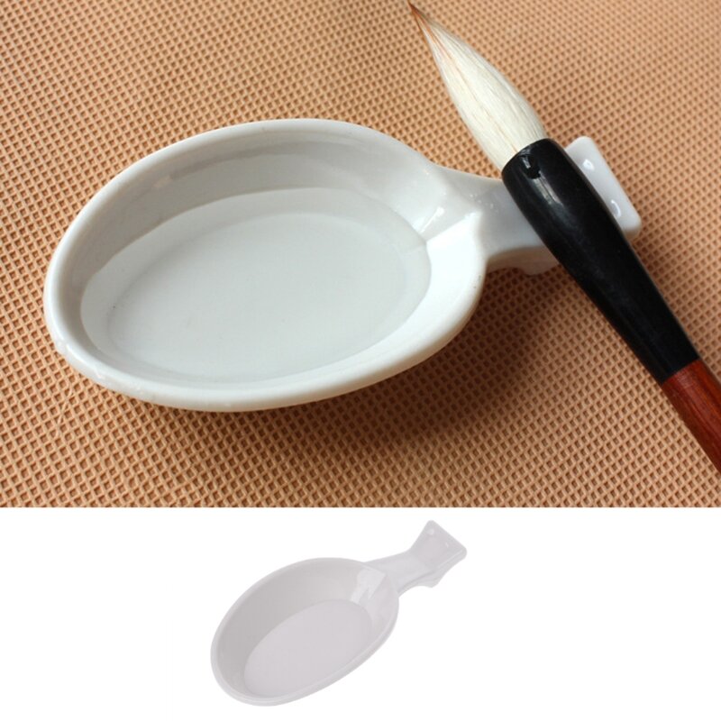 Contenitori per vassoio di inchiostro a forma di cucchiaio supporto per portapenne per pennello da scrittura cinese