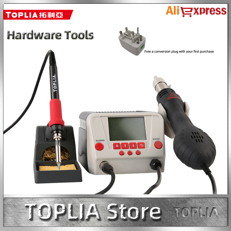 TOPLIA Electric Soldering Iron Hot Air Gun Two-in-one Digital Display Soldering Station Constant Temperature Welding Tool EH320