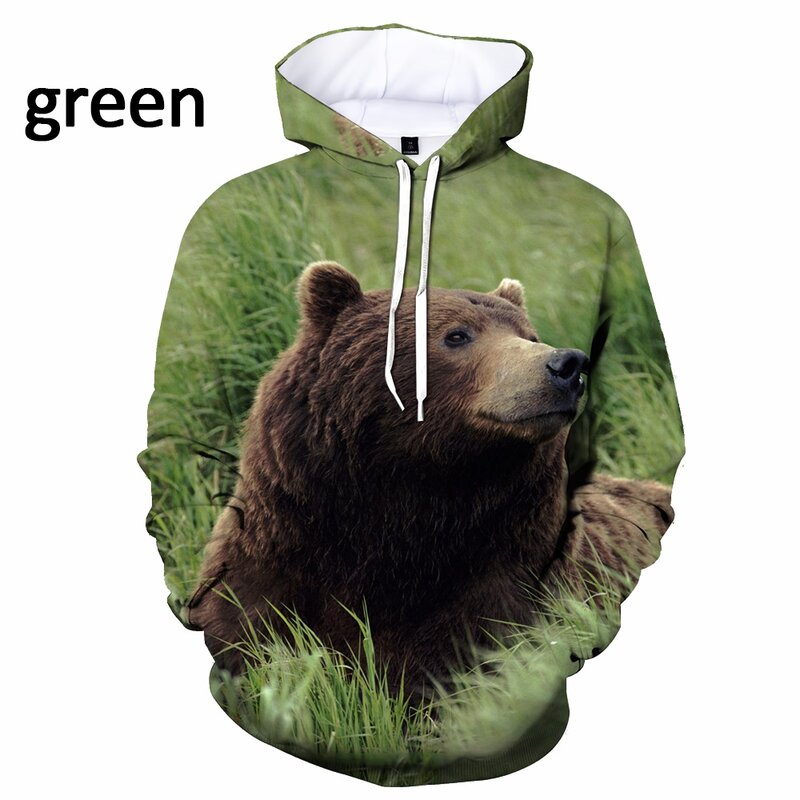 หมี3D พิมพ์ Hooded Sweatshirt เสื้อแขนยาวชายและหญิงฤดูใบไม้ผลิฤดูใบไม้ร่วงแฟชั่น Hooded Sweatshirt คู่สบายๆ
