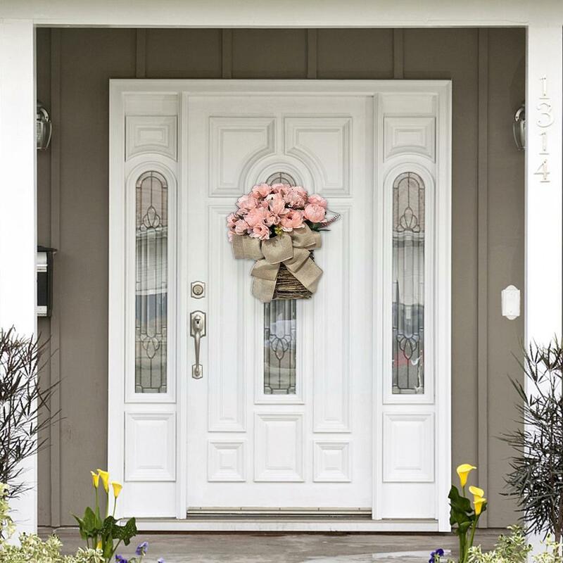 Дверная вешалка для кремовой гортензии, Весенняя вешалка для двери фермерского дома, летний венок для корзины, венок для диких цветов Y0H5