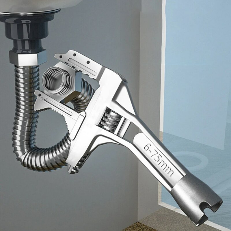 Sanitaire Wrench Tool Beweegbare Korte Handvat Grote Opening Universele Sanitair Wrench Demontage Reinigen Mes