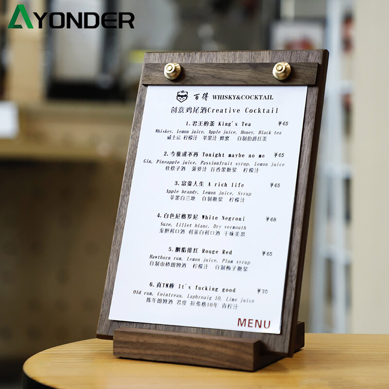 1 pçs de madeira maciça menu clipe cozinha catering vertical a4a5 cartão mesa escritório estudante placa escrita tala placa almofada