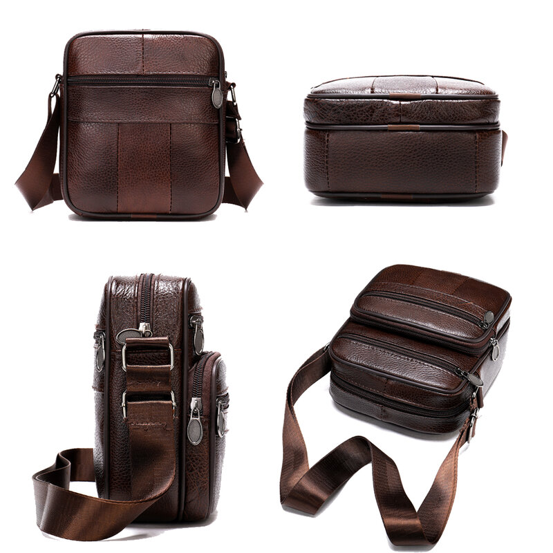 WESTAL – sac à bandoulière en cuir véritable pour hommes, sac pour téléphone, petits sacs à bandoulière fins de styliste, à rabat, 7350