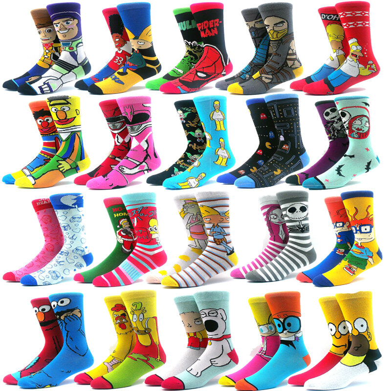 2023 New Anime Men's Socks Creative Crew Cotton Animal Socks Cosplay Fun Cute Art Flexible Men's AB Socks Trend Unisex