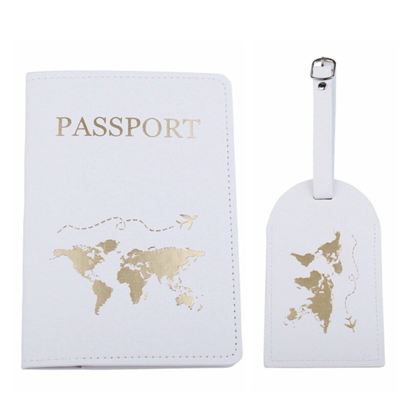 Fashion Airplane Map Passport Cover Luggage Tag Couple Passport Cover Case Set Letter Travel Holder Lovers Passport Cover