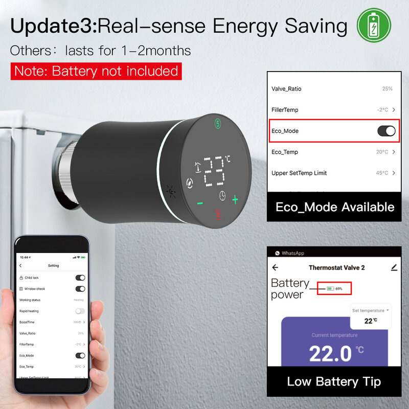 MOES ZigBee3.0 – vanne d'actionneur de radiateur, Thermostat intelligent Programmable, chauffage de température, commande vocale Alexa