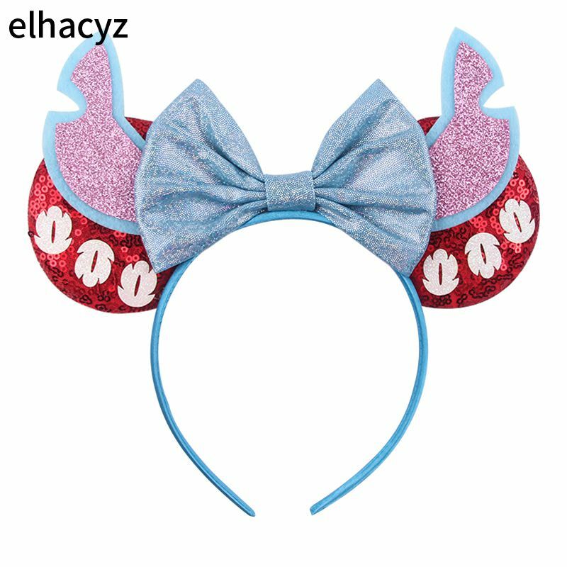 Elhacyz 2022 Fashion Mouse Ears Headband Women Festival Hairband Sequins Bow Kids Party Popular Character Girls Hair Accessories